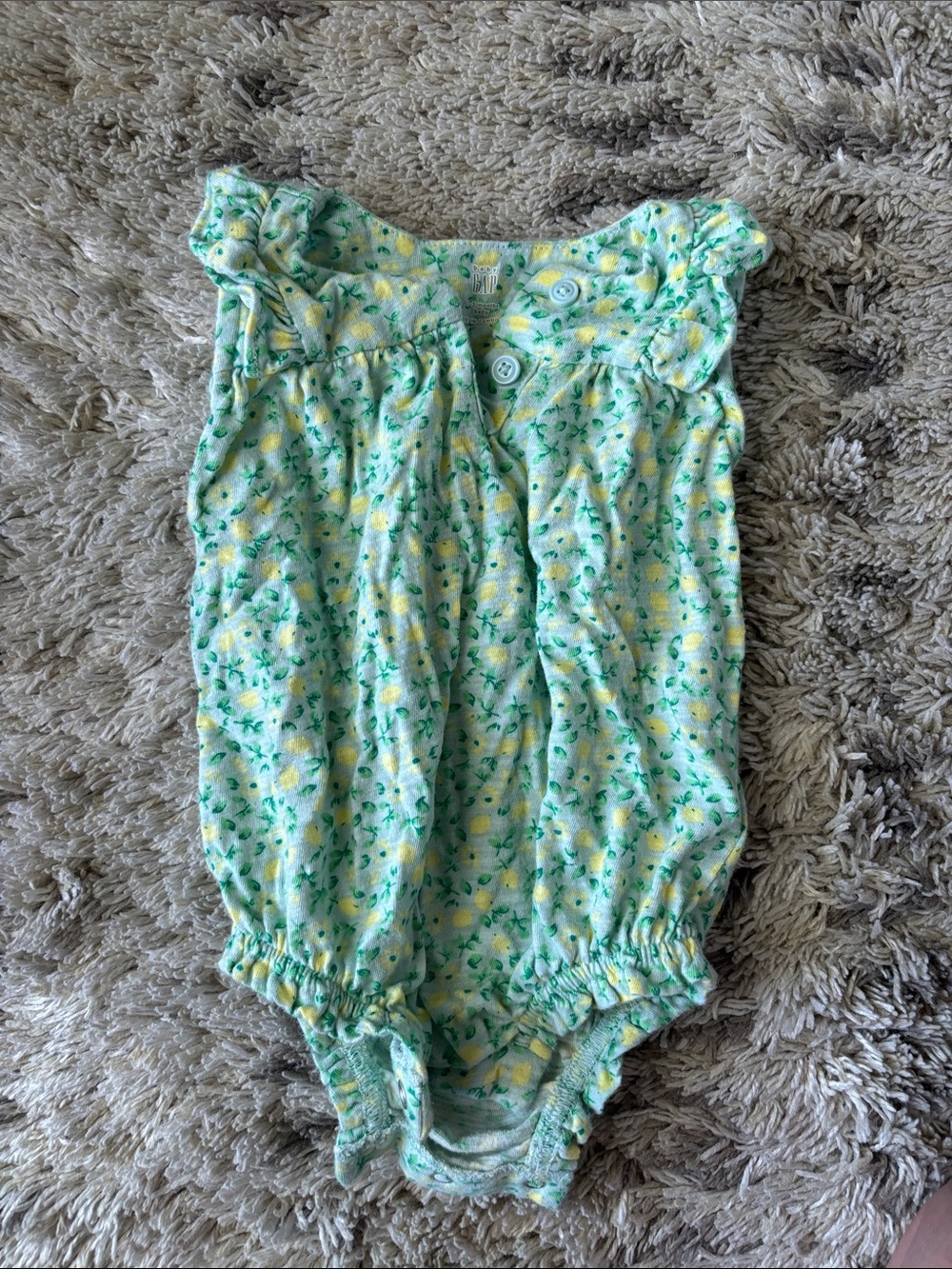 GAP Mint Green Lemon Print One-Piece Bodysuit